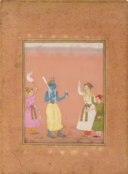 A Hero Greeted by Princes, Illustrating the Musical Mode Kanada Ragini, c1680