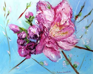 Pink Cherry Blossoms with Gold Embellishment