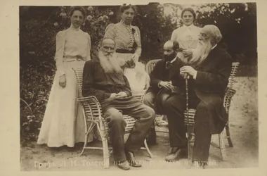 Leo Tolstoy with family and friends