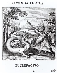 A knight defeating 