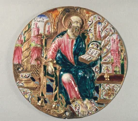 Gilt and enamel plaque showing St. John the Evangelist