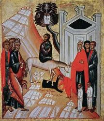 Icon Depicting the Entry of Christ into Jerusalem, Novgorod School