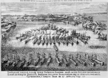 Naval battle between the Swedes and the Russians at Hango Head, 1714