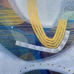 Shimmering Blue Gold Abstract