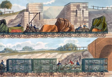 Trains on the Liverpool and Manchester Railway
