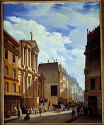 View of the rue Saint Honore and the church Saint Roch in Paris in 1840