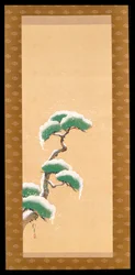 Hanging Scroll Depicting A Snow Clad Pine, from A Triptych of the Three Seasons, Japanese