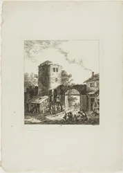Procession through a Rustic Gate