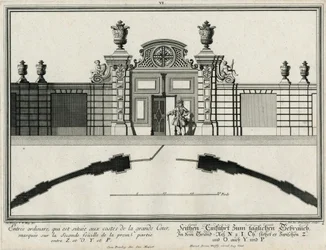 Ground Plan and Elevation of a Side Gate to the Courtyard of Honor