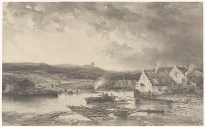 River Landscape with Some Houses and a Watermill