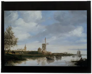 River Landscape with Windmill