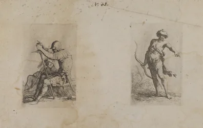 Two Seated Men, Each Bearing Weapon (Figurine Series)