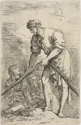 A Man Pulling a Net, with Two Figures Behind Him, from Figurine Series
