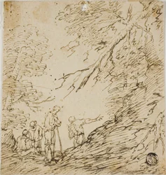 Four Men in Forest