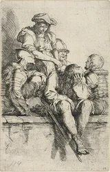 Four Warriors and a Standing Youth, Who Points Down at One of Them, from Figurine Series