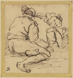Seated Man and Half Figure