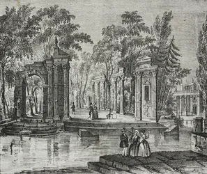 Amphitheater on Isle in Lazienki Park, Warsaw, Poland, from Poliorama Pittoresco, No. 51, July 30