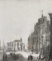 Facade of Basilica of San Sebastiano in Acireale, Sicily, Italy