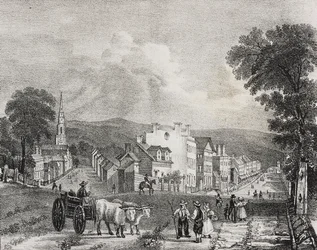 View of Utica, United States of America, lithograph by Salvatore Puglia from Poliorama Pittoresco, n 49, July 13