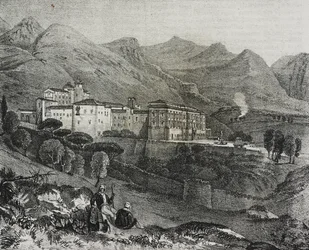 View of Monastery of San Martino delle Scale near Palermo, Sicily, Italy, from Poliorama Pittoresco, No. 47, July 2
