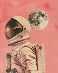 Astronaut Moon Sunset