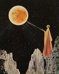 Figure Under Cosmic Moon