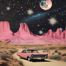 Pink Car Cosmic Desert