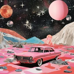 Pink Car Space Fantasy
