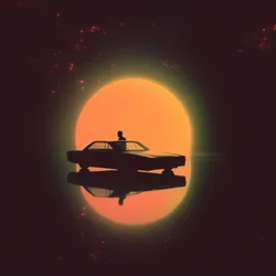 Retro Sun Driver Silhouette