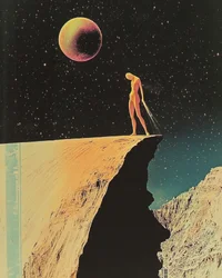 Solitary Figure Under Planet