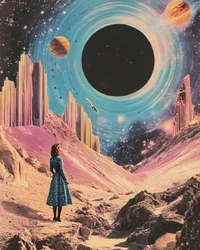Woman Gazing Black Hole