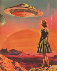 Woman Under Alien Sky