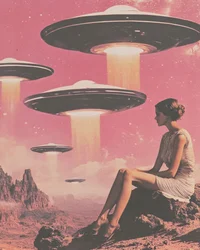Woman Views Pink UFOs