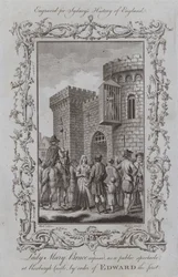 Lady Mary Bruce exposed, as a public spectacle, at Roxburgh Castle, by order of Edward the first