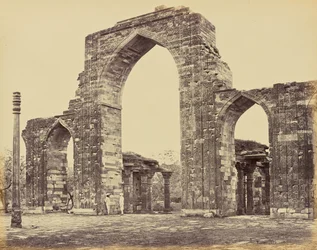 Delhi; The Kutub Minar, Great Arch and Iron Pillar