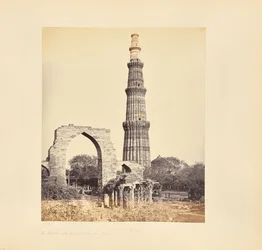 Delhi; The Kutub Minar, with the Great Arch, from the West