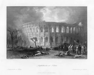 Amphitheatre at Nîmes, France, 19th century