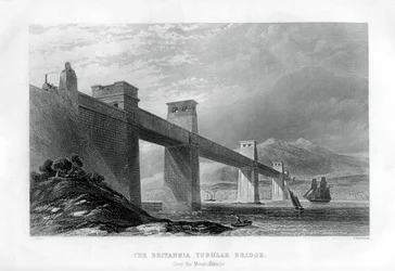 The Britannia Tubular Bridge over the Menai Straits, Wales
