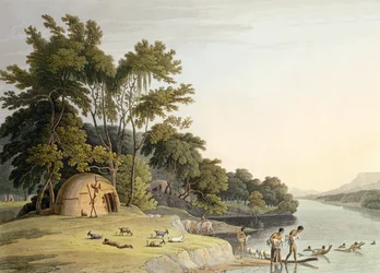 A Korah Hottentot Village on the Left Bank of the Orange River, plate 1 from 