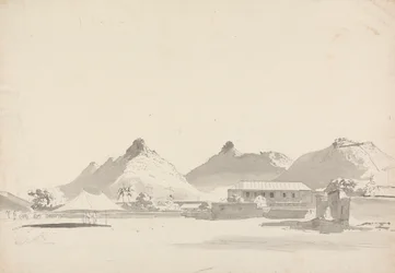 Military Encampment with Forts on Hills Behind