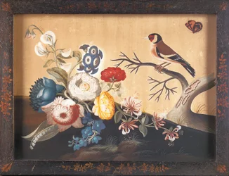 Goldfinch, with Orange Field Butterfly