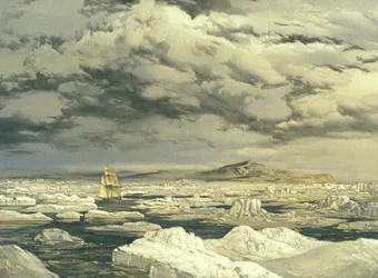 First discovery of land by HMS Investigator, September 6th 1850, engraved by E. Walker