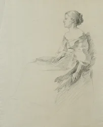 Seated woman in profile