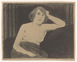 Female Nude, Seated on a Bench, Hand Against Head