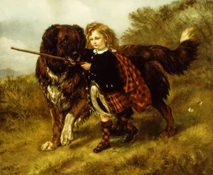 Master Egerton Macdona with his St. Bernard Dog, Tell