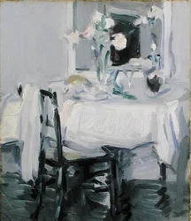 An Interior with Roses in a Vase on a Table