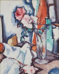Still Life of Roses and Pear