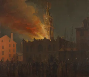 Conflagration of the Masonic Hall, Chestnut Street, Philadelphia, Pennsylvania