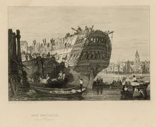 Ship breaking opposite Wapping