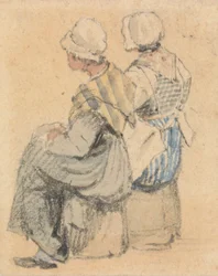 Two Peasant Girls, Seated